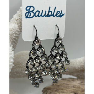 Baubles Black Clear Chandelier Earrings Austrian Crystals